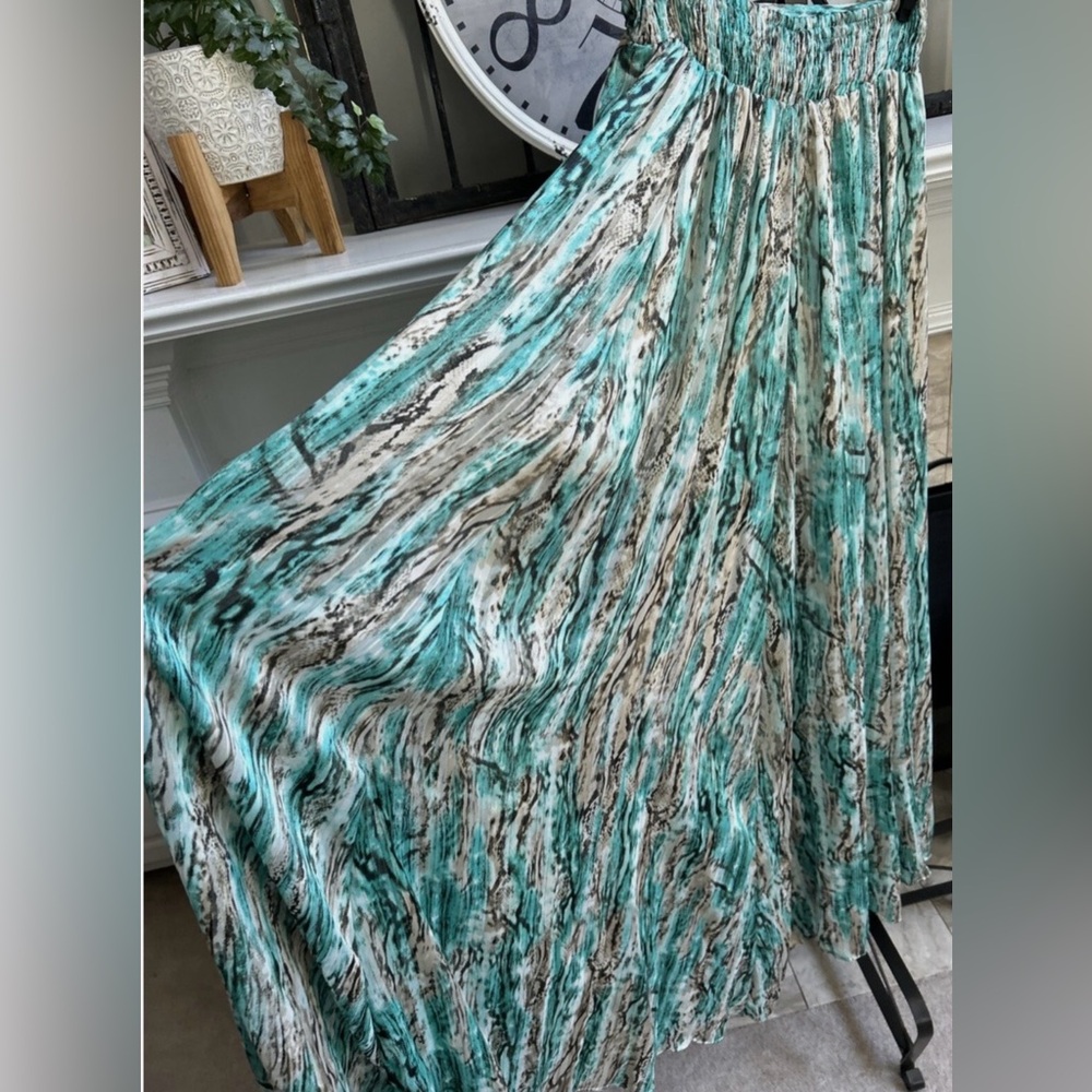 Hot Miami Styles Teal and Black Maxi Skirt